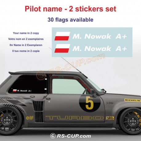 Autocollant nom pilote ou copilote en 2 exemplaires - Type 5