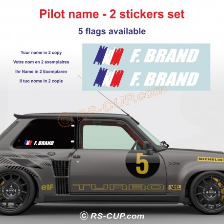 Autocollant nom pilote ou copilote en 2 exemplaires - Type 9