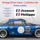 2 weiße Aufkleber Fahrername vintage für ALPINE RENAULT
