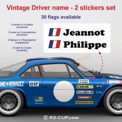 2 weiße Aufkleber Fahrername vintage für ALPINE RENAULT