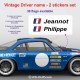 2 weiße Aufkleber Fahrername klassisch für ALPINE RENAULT