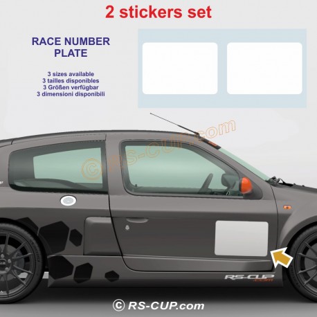 Autocollant plaque rallye rectangulaire pour numéro de course en 2 exemplaires