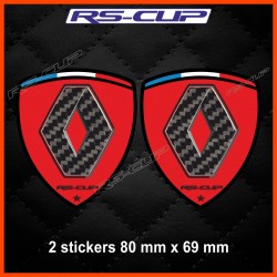 2 sticker decals RENAULT SPORT carbon look red and black