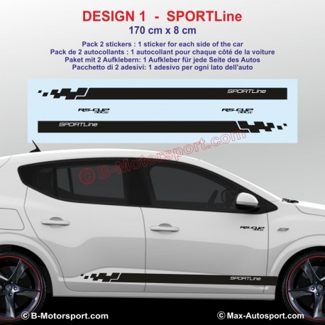 Set of 2 SPORTLINE side skirt sticker decal for Dacia Sandero and Stepway