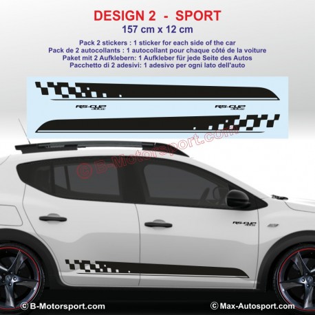 Lot de 2 sticker bandes latérales SPORTLINE pour Dacia Sandero et Stepway