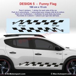 Satz von 2 FUNNY FLAG Seitenstreifen Aufbleber für Dacia Sandero und Stepway
