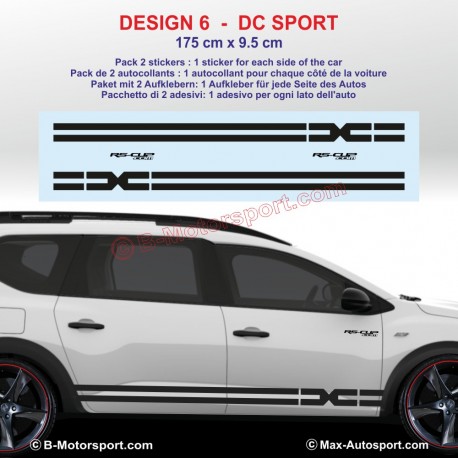 Set of 2 FUNNY FLAG side skirt sticker decal for Dacia Sandero and Stepway