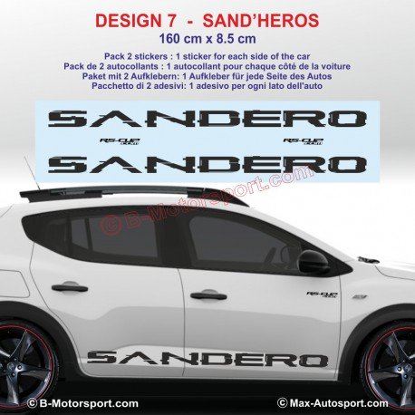 Set of 2 FUNNY FLAG side skirt sticker decal for Dacia Sandero and Stepway