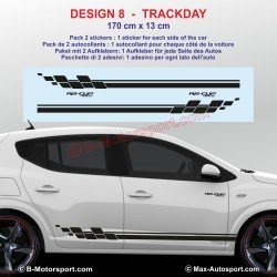 Satz von 2 TRACKDAY Seitenstreifen Aufbleber für Dacia Sandero und Stepway