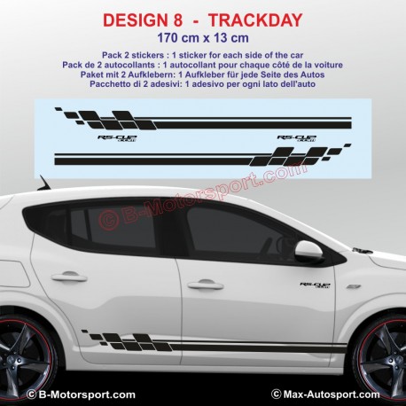 Lot de 2 sticker bandes latérales TRACKDAY pour Dacia Sandero et Stepway