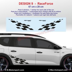Satz von 2 TRACKDAY Seitenstreifen Aufbleber für Dacia Sandero und Stepway