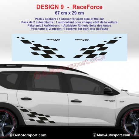 Satz von 2 TRACKDAY Seitenstreifen Aufbleber für Dacia Sandero und Stepway