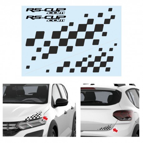 Autocollant pour Duster Sandero Spring damier de course pour le capot et le coffre arrière