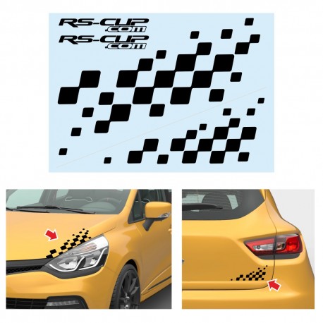 Autocollant pour Clio Megane Twingo Captur Rafale damier de course pour le capot et le coffre arrière