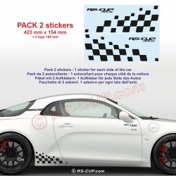 2 stickers pour ALPINE A110 damiers latéraux Racing 42 cm