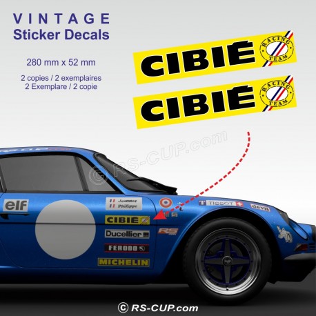 Lot de 2 stickers Cibié 28 cm pour ALPINE RENAULT et Renault Gordini