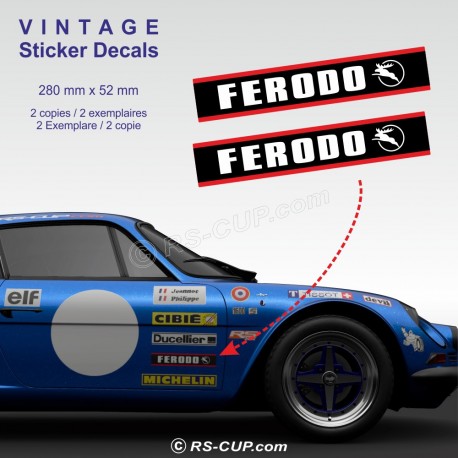 2 Aufkleber FERODO 28 cm für ALPINE RENAULT