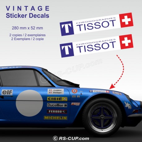 Lot de 2 stickers TISSOT 28 cm pour ALPINE RENAULT et Renault Gordini