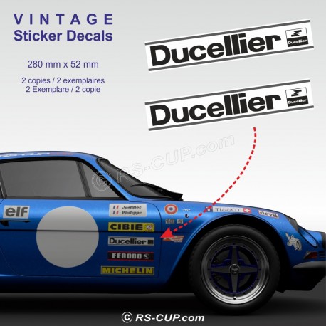 Lot de 2 stickers DUCELLIER 28 cm pour ALPINE RENAULT et Renault Gordini