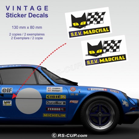 Lot de 2 stickers S.E.V. MARCHAL 13cm pour ALPINE RENAULT et Renault Gordini