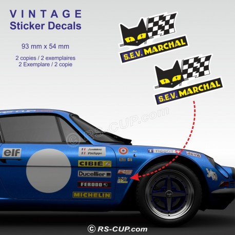 2 Aufkleber S.E.V. MARCHAL 9 cm  für ALPINE RENAULT