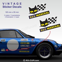 Lot de 2 stickers S.E.V. MARCHAL 16.5 cm pour ALPINE RENAULT et Renault Gordini