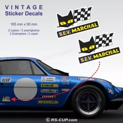 Lot de 2 stickers S.E.V. MARCHAL 16.5 cm pour ALPINE RENAULT et Renault Gordini