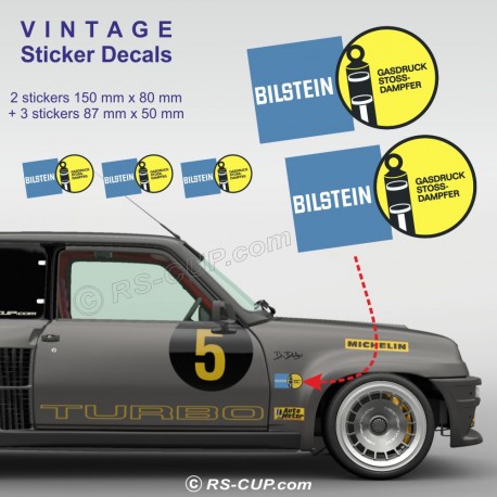 BILSTEIN - 5 vintage sticker decals for ALPINE RENAULT