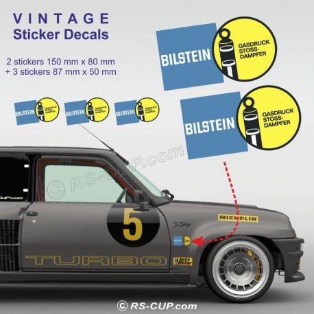 BILSTEIN - Lot de 5 stickers vintage pour ALPINE RENAULT et Renault Gordini