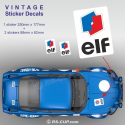 Lot de 3 stickers ELF pour ALPINE RENAULT et Renault Gordini