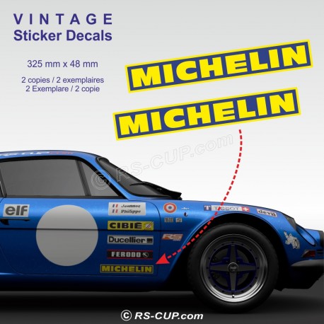Lot de 2 stickers MICHELIN 32 cm pour ALPINE RENAULT et Renault Gordini