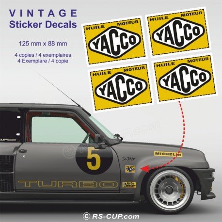 YACCO 70's - 4 vintage sticker decals for ALPINE RENAULT