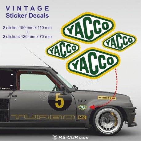YACCO 90's - 4 vintage sticker decals for ALPINE RENAULT