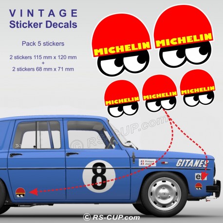 5 vintage sticker decals MICHELIN for ALPINE RENAULT