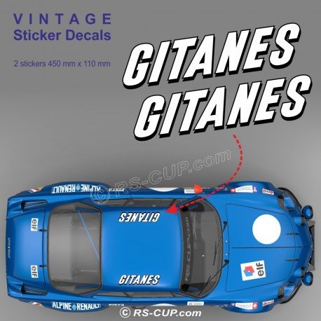 GITANES - 2 stickers 45 cm pour ALPINE RENAULT et Renault Gordini