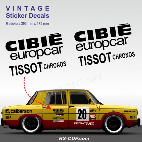 6 Cibié Europcar Tissot  vintage sticker decal RENAULT GORDINI