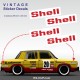 SHELL - 4 Vintage-Aufkleber mit weißem Hintergrund für RENAULT GORDINI R8 R12