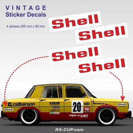 SHELL - 4 Vintage-Aufkleber mit weißem Hintergrund für RENAULT GORDINI R8 R12