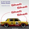 SHELL - 4 sticker à fond blanc RENAULT GORDINI pour R8 R12 et ALPINE