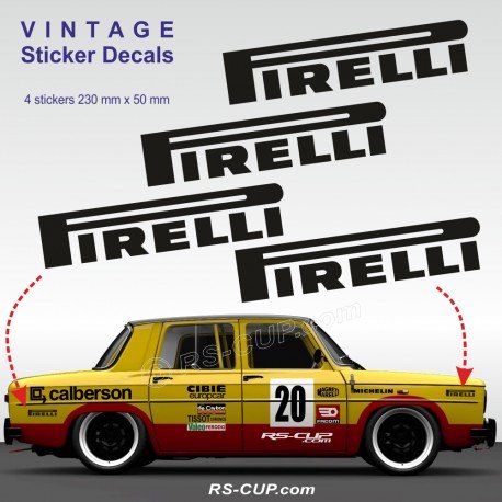 PIRELLI - 4 sticker Vintage RENAULT GORDINI pour R8 R12 et ALPINE