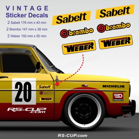 SABELT BREMBO WEBER - 6 Aufkleber oldtimer für ALPINE RENAULT