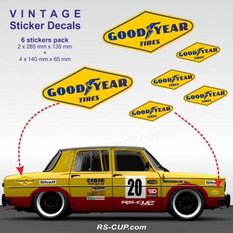 GOOD YEAR - Pack of 6 sticker decals for Alpine Renault and Renault Gordini