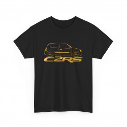Tshirt CLIO 2 RS mixte pour homme femme - Silhouette de Twingo dorée métal C2RS