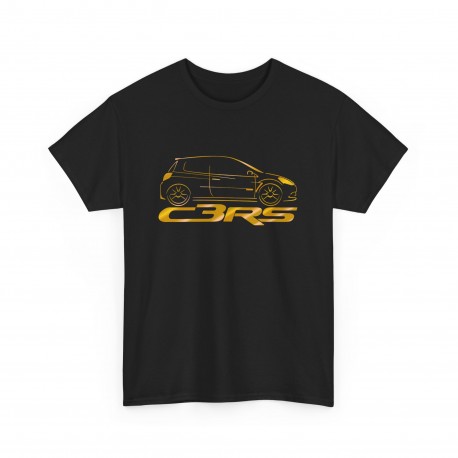 Tshirt CLIO 3 RS mixte pour homme femme - Silhouette de Twingo dorée métal C3RS