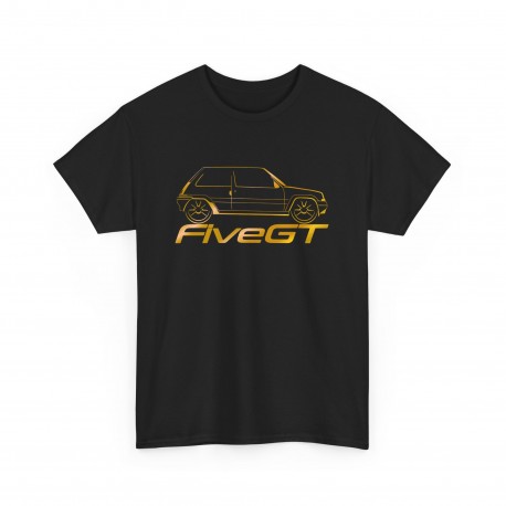 Tshirt Super 5 GT Turbo mixte pour homme femme - Silhouette de Twingo dorée métal