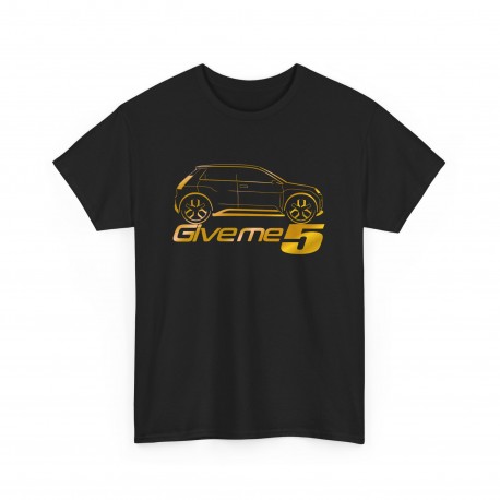 Tshirt Renault 5 E-Tech mixte pour homme femme - Silhouette de Twingo dorée métal