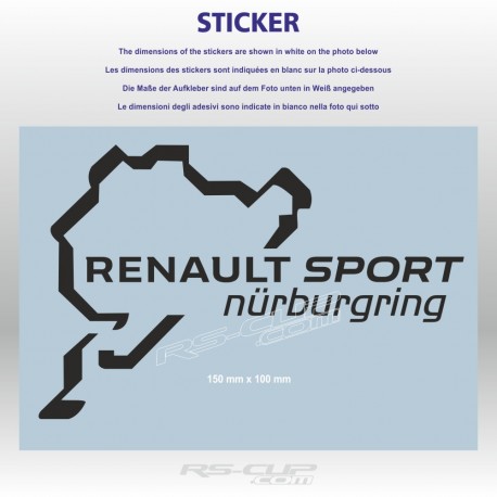 1 Aufkleber RENAULT SPORT Nürburgring 15 cm für Twingo Clio Megane Captur