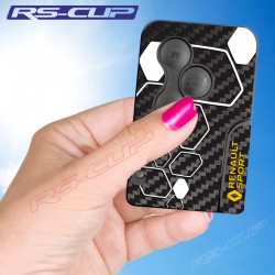 Aufkleber für 3 Tasten Schlüssel RENAULT SPORT Carbon-Look und silber Logo