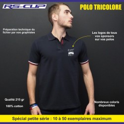 Polo tricolore MOTORSPORT spécial club, team et écurie de sport auto