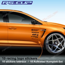 Sticker pack 10 logo RENAULT SPORT MICHELIN RS-CUP ELF pour Clio Twingo Megane Captur